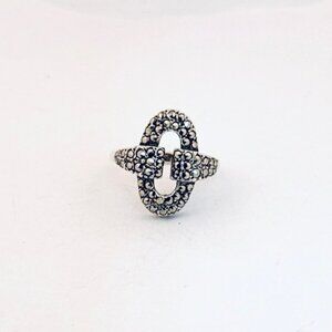 Estate Marcasite Ring 925 Sterling Silver Size 5.75 Art Deco Style Vintage